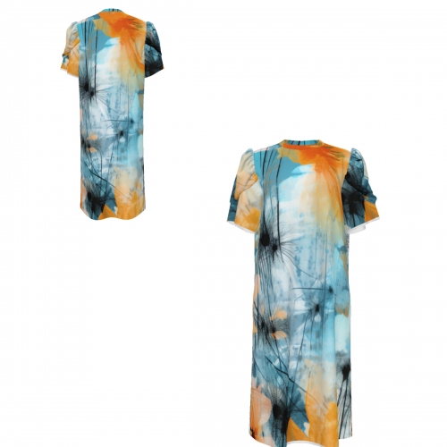 Women's Short Puff Sleeve T-Shirt Dress