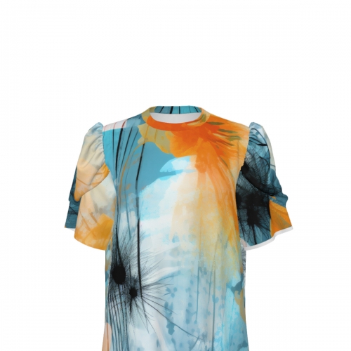 Women's Short Puff Sleeve T-Shirt Dress