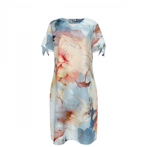 Women's V-Neck Short Sleeve Tie-Cuff Dress