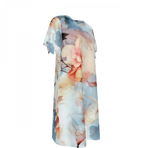 Women's V-Neck Short Sleeve Tie-Cuff Dress