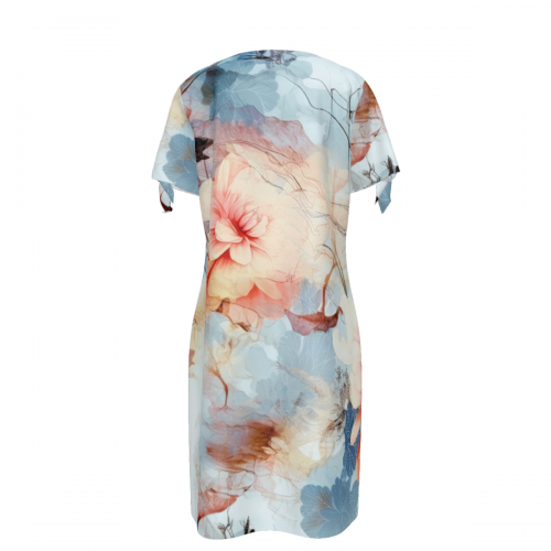 Women's V-Neck Short Sleeve Tie-Cuff Dress