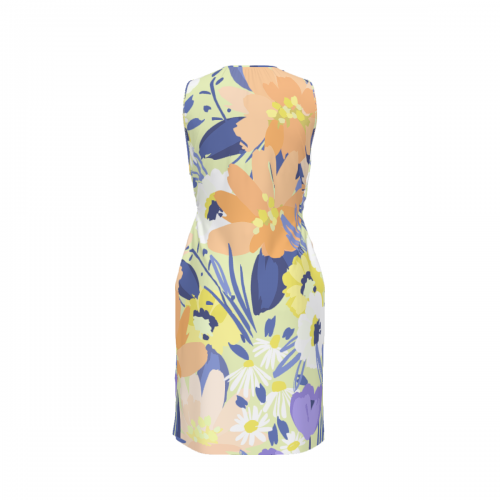 Women's V Neck Criss-Cross Ruched Sleeveless Dress with Pockets