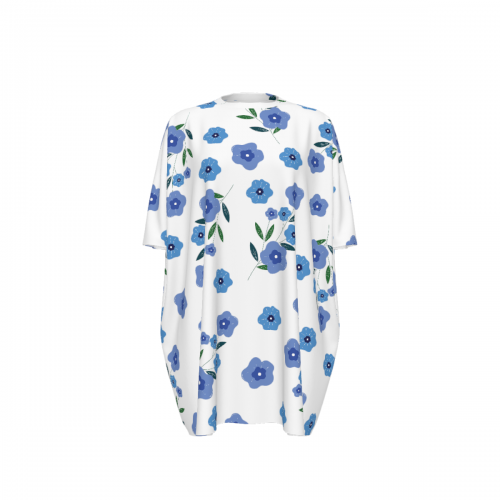 Women's Oversized Round Neck Drop Shoulder Dress with Pockets