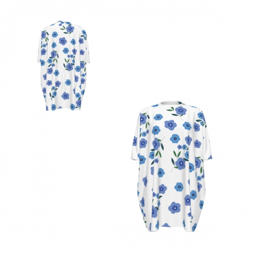 Women's Oversized Round Neck Drop Shoulder Dress with Pockets