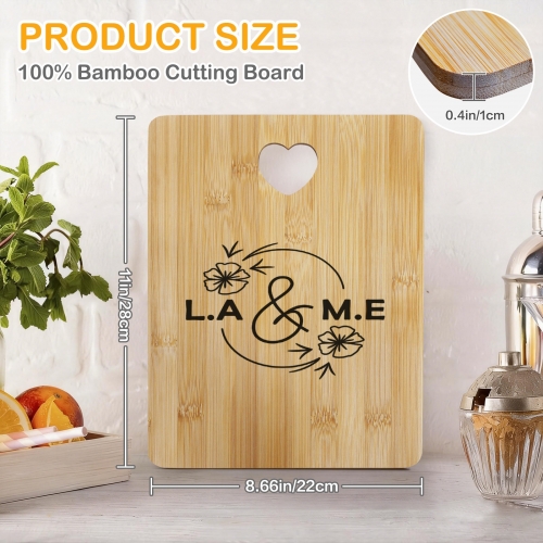 Custom Rectangle Bamboo Cutting Board (One Side Printing) | Ships from USA