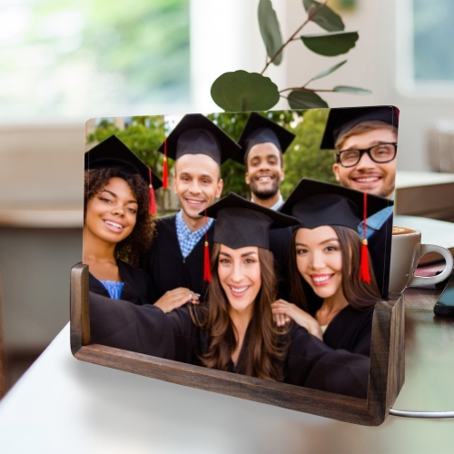 Acrylic Nigh Light 8"x6"(U-Shaped Walnut Base) | Ships from USA