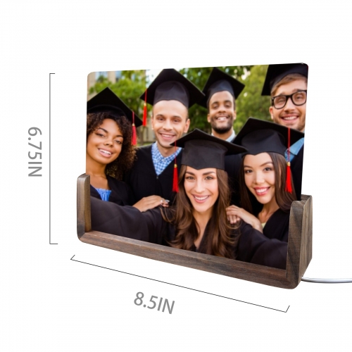 Acrylic Nigh Light 8"x6"(U-Shaped Walnut Base) | Ships from USA