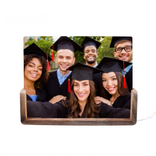 Acrylic Nigh Light 8"x6"(U-Shaped Walnut Base) | Ships from USA