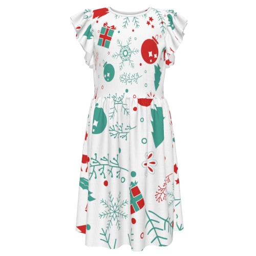 Big Girls' Ruffle Sleeve Crew-Neck Dress