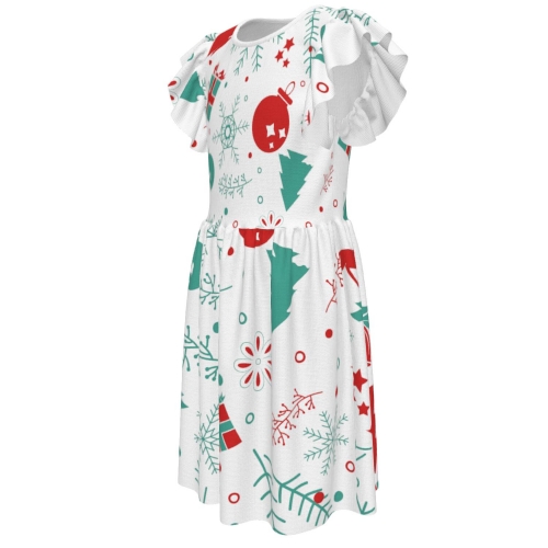 Big Girls' Ruffle Sleeve Crew-Neck Dress