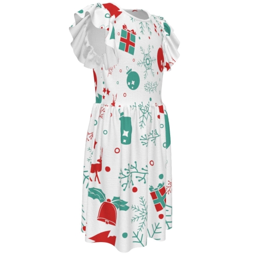 Big Girls' Ruffle Sleeve Crew-Neck Dress