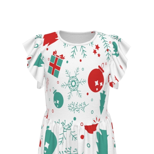 Big Girls' Ruffle Sleeve Crew-Neck Dress