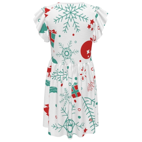 Big Girls' Ruffle Sleeve Crew-Neck Dress