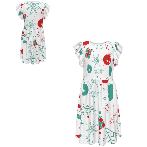 Big Girls' Ruffle Sleeve Crew-Neck Dress