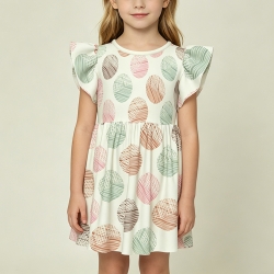 Little Girls' Ruffle Sleeve Crew-Neck Dress