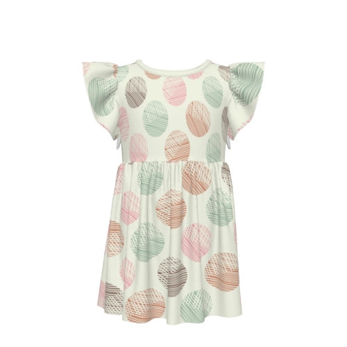 Little Girls' Ruffle Sleeve Crew-Neck Dress