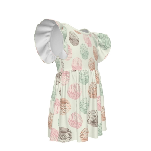 Little Girls' Ruffle Sleeve Crew-Neck Dress