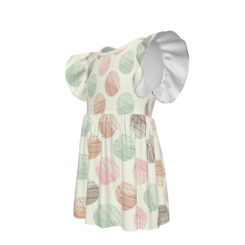 Little Girls' Ruffle Sleeve Crew-Neck Dress