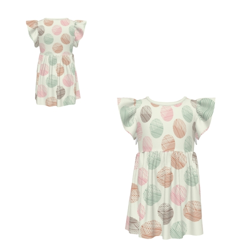 Little Girls' Ruffle Sleeve Crew-Neck Dress