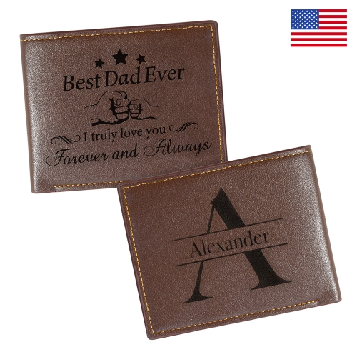 Custom Engraved PU Zippered Wallet(Two-Side Printing) | Ships from USA