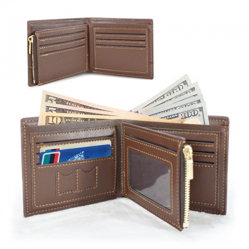 Custom Engraved PU Zippered Wallet(Two-Side Printing) | Ships from USA