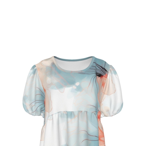 Women's Puff Sleeve Ruffle Dress