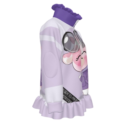 Girls’ Half-Zip Long-Sleeve Sweatshirt with Ruffle Hem