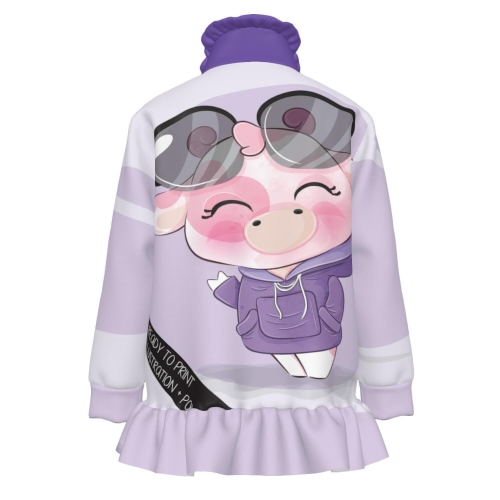 Girls’ Half-Zip Long-Sleeve Sweatshirt with Ruffle Hem