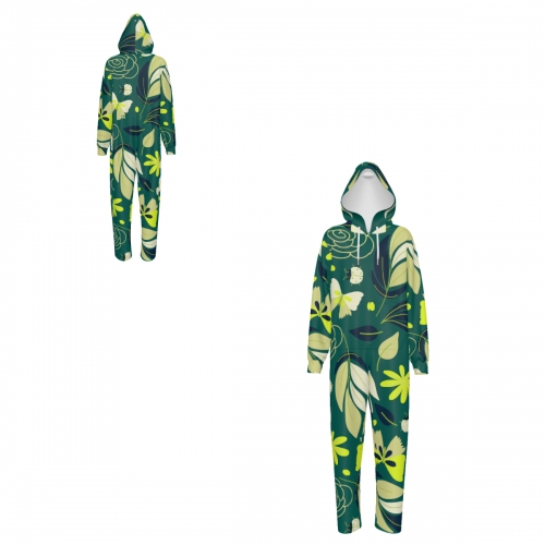 Men's Hooded Long Sleeve Zipper Jumpsuit