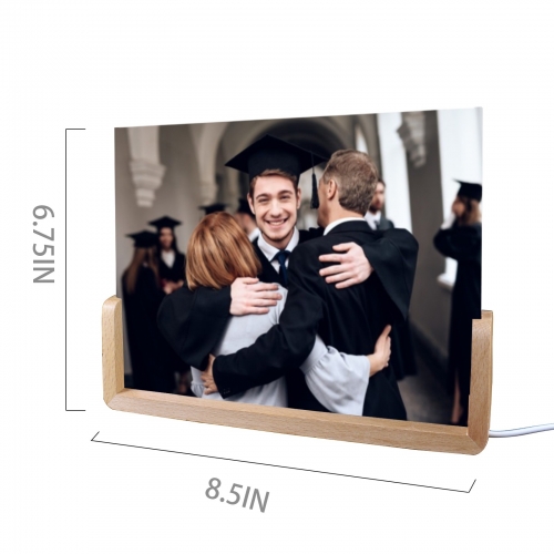 Acrylic Nigh Light 8" x 6" (U-Shaped Maple Base) | Ships from USA