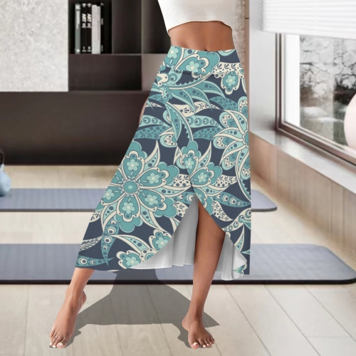 Women's High-Waisted Split Midi Skirt with Built-in Shorts