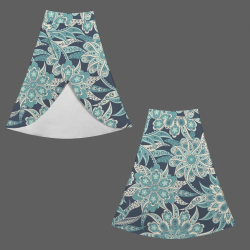 Women's High-Waisted Split Midi Skirt with Built-in Shorts