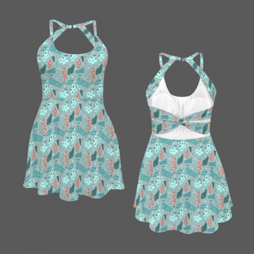 Women's Backless Halter Tennis Dress