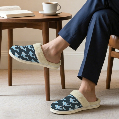 Men's Faux Fur Trim Indoor Slippers