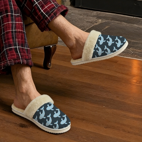 Men's Faux Fur Trim Indoor Slippers