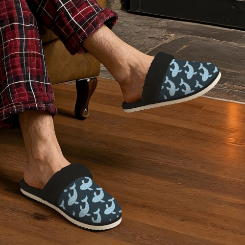 Men's Faux Fur Trim Indoor Slippers