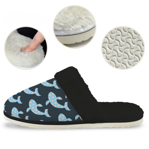 Men's Faux Fur Trim Indoor Slippers