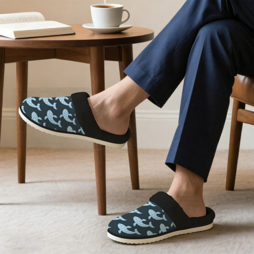 Men's Faux Fur Trim Indoor Slippers