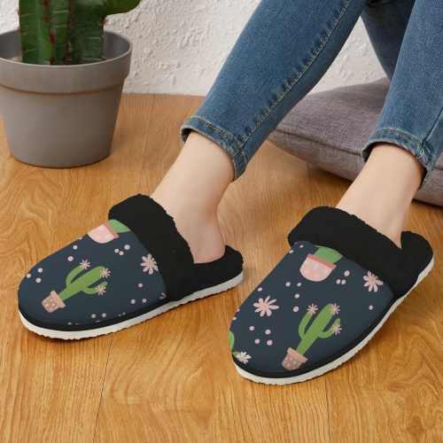 Women's Faux Fur Trim Indoor Slippers