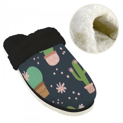Women's Faux Fur Trim Indoor Slippers