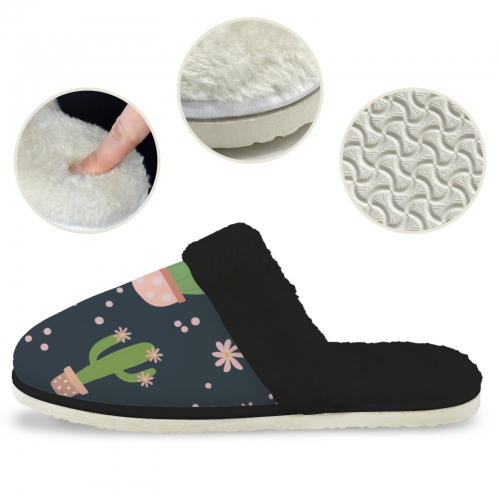Women's Faux Fur Trim Indoor Slippers