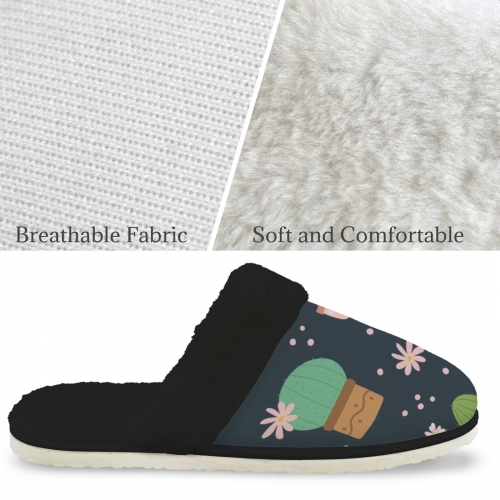Women's Faux Fur Trim Indoor Slippers