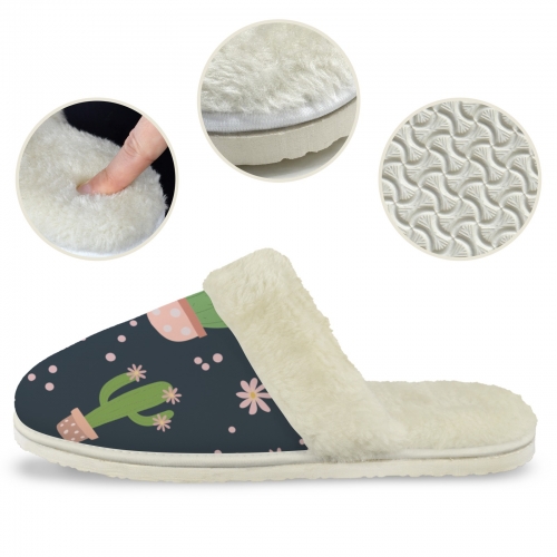 Women's Faux Fur Trim Indoor Slippers