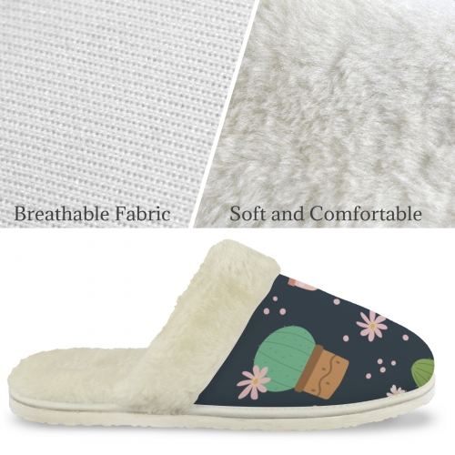 Women's Faux Fur Trim Indoor Slippers