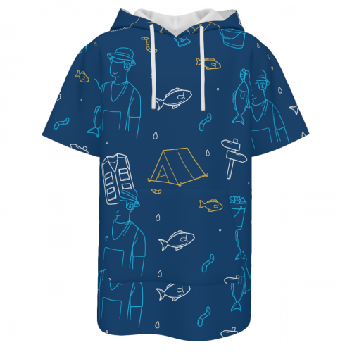 Men’s Short Sleeve Drawstring Front Pocket Hoodie