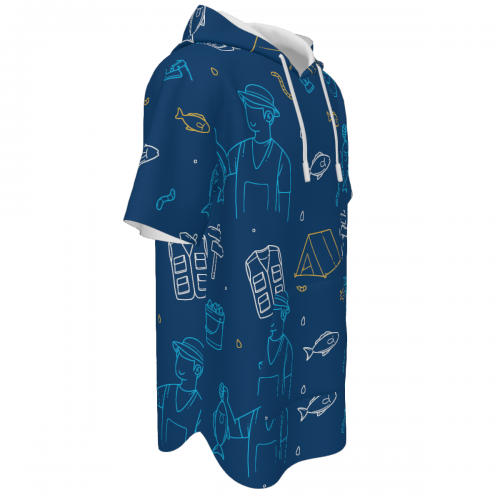 Men’s Short Sleeve Drawstring Front Pocket Hoodie