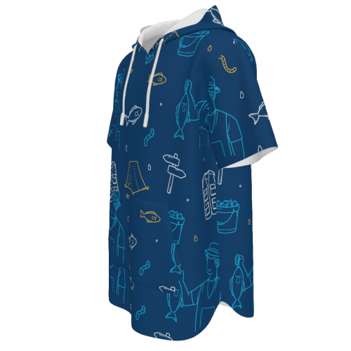 Men’s Short Sleeve Drawstring Front Pocket Hoodie