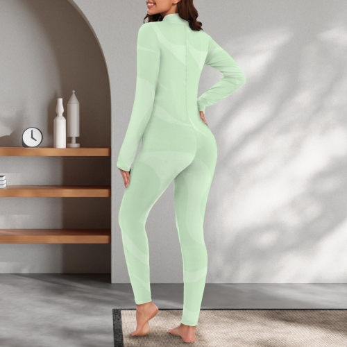Women's Long Sleeve Zip Front Jumpsuit