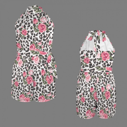 Backless Halter Neck Tie-Waist Romper