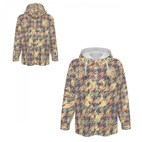 Man's Half Button Hooded Long Sleeve Sweatshirt